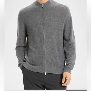 Theory Men's Charcoal Zip-Up Sweater